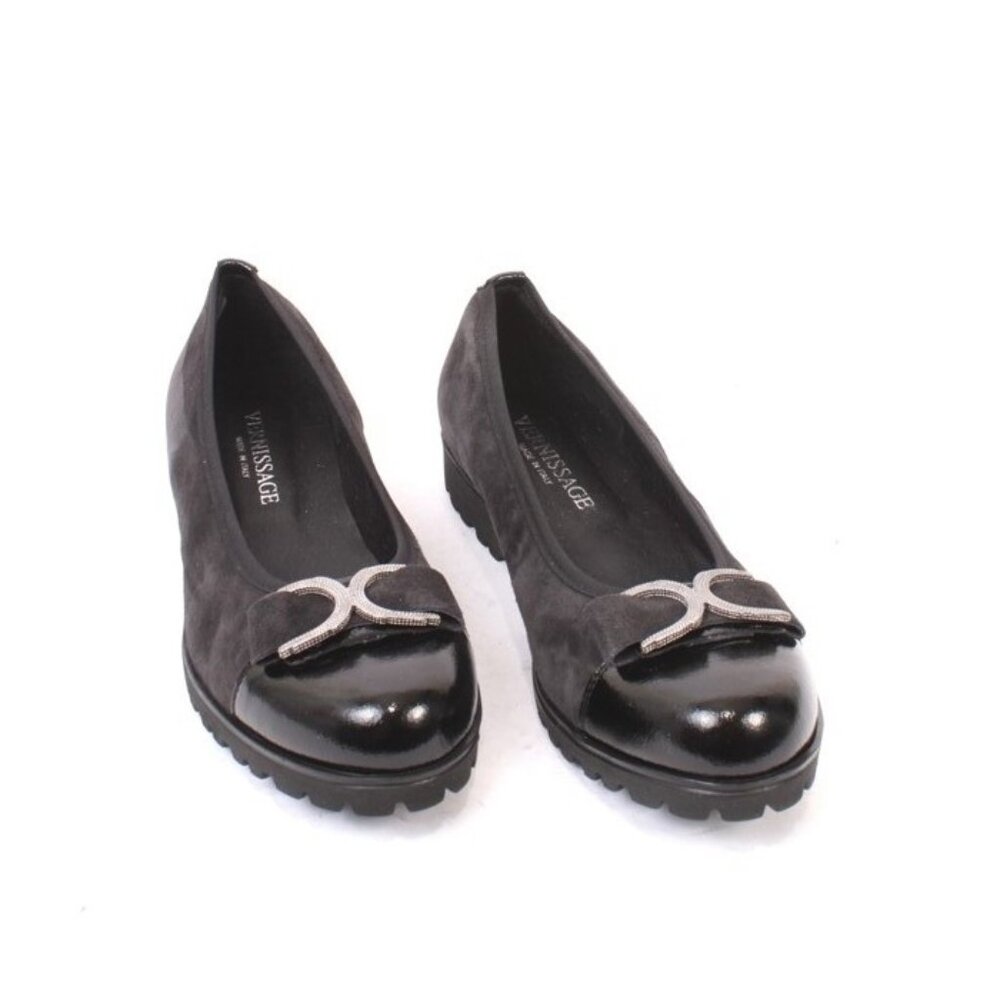 Vernissage 23321 Black Suede Leather Comfort Shoes Pumps - Picture 2 of 8